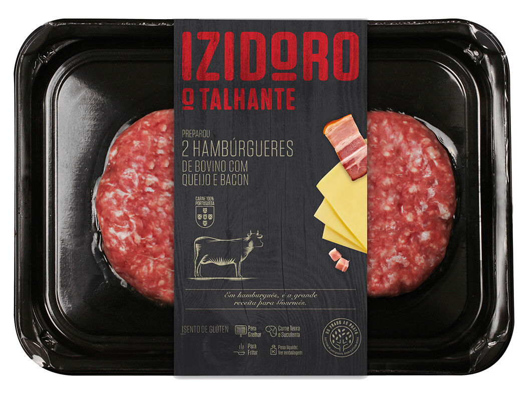 HAMBURGUER DE BOVINO COM QUEIJO E BACON 300GR