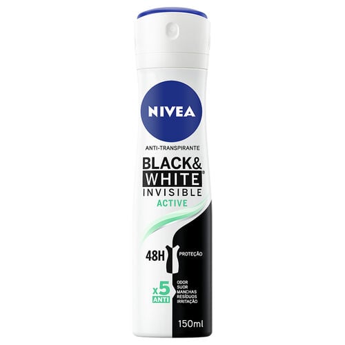 Desodorizante Spray Active Invisible for Black & White NIVEA 150 ml image number 0