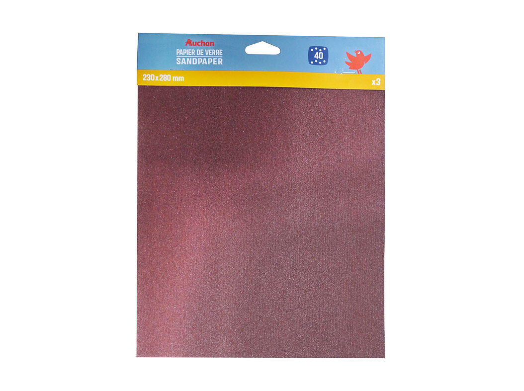 CONJUNTO DE 3 FOLHAS DE LIXA AUCHAN G40