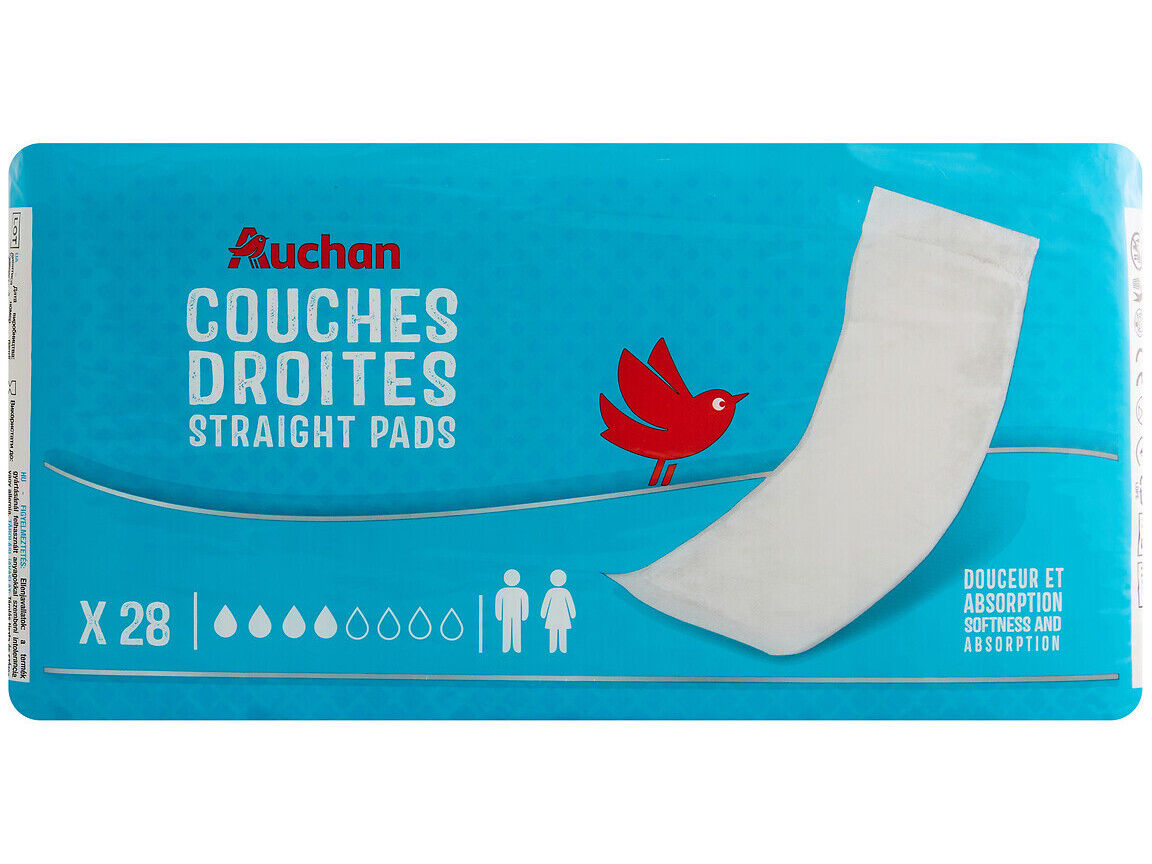 PENSOS INCONTIN&Ecirc;NCIA AUCHAN DIREITAS UNISSEXO 28UN image number 0