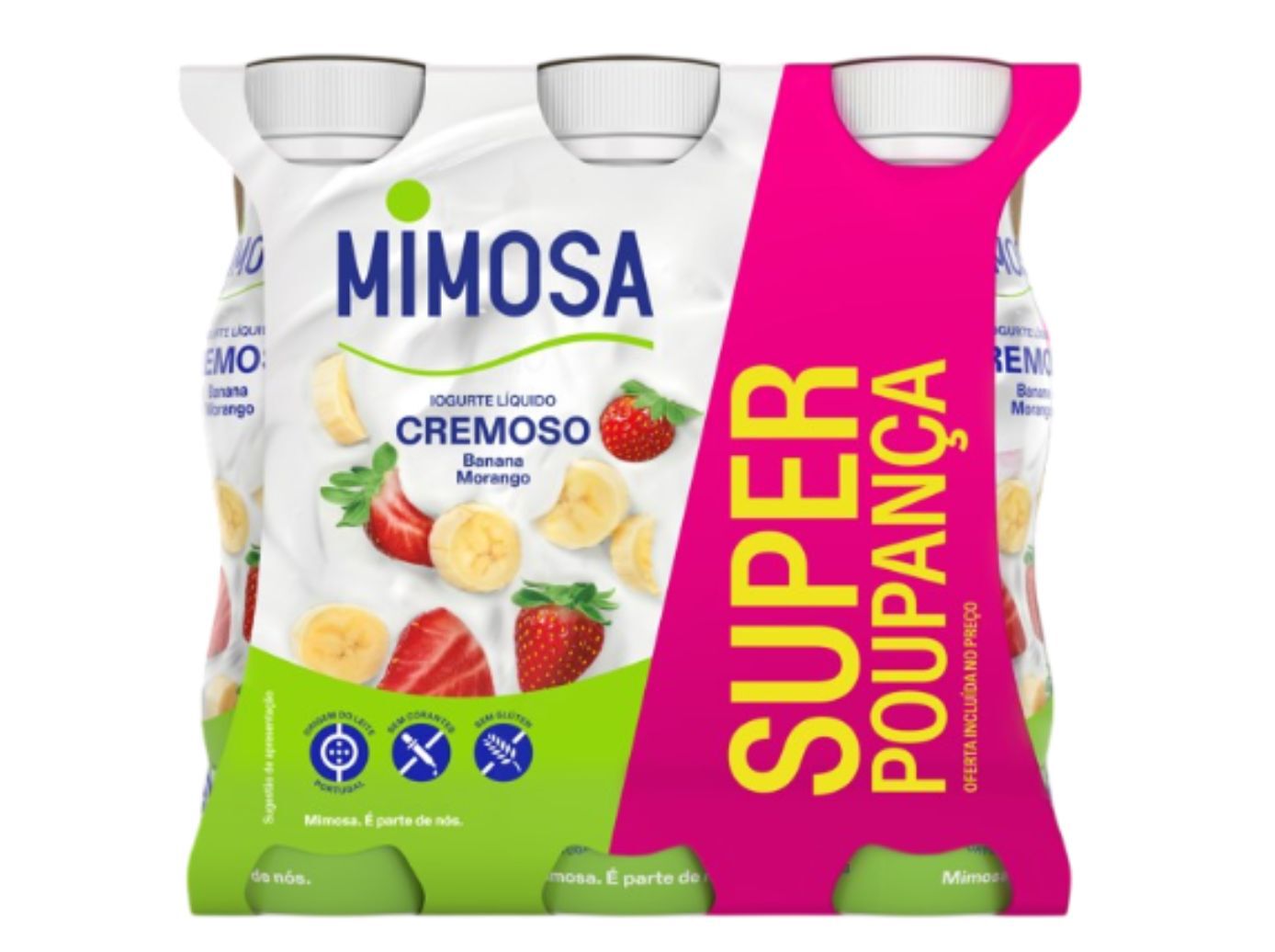 IOGURTE MIMOSA L&Iacute;QUIDO CREMOSO BANANA E MORANGO 4X151ML image number 0