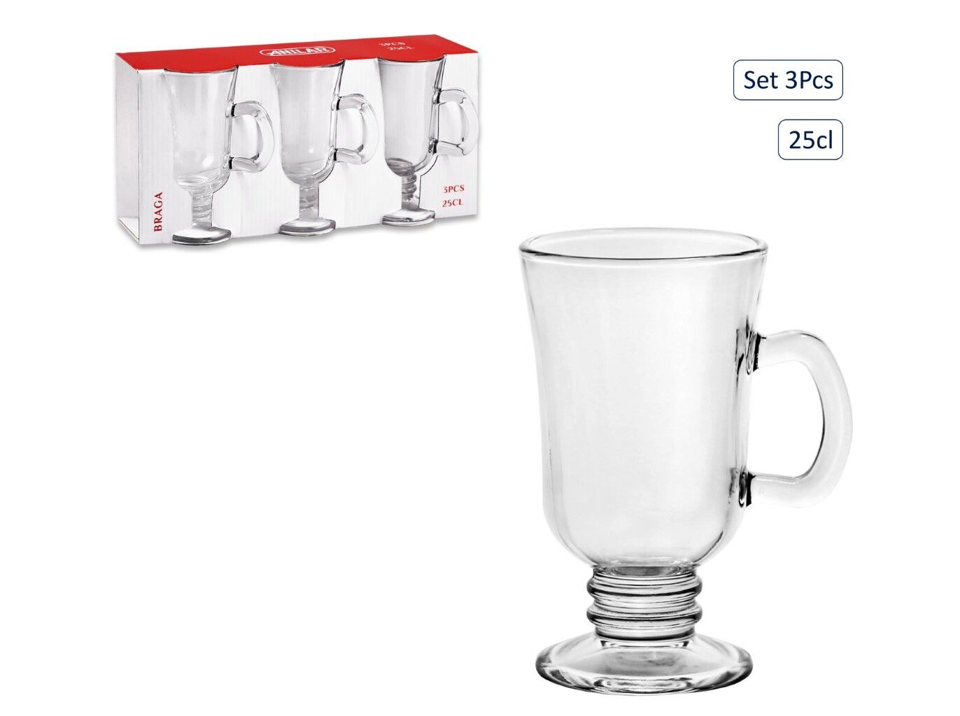 CONJUNTO 3 CANECAS ANILAR VIDRO 25CL