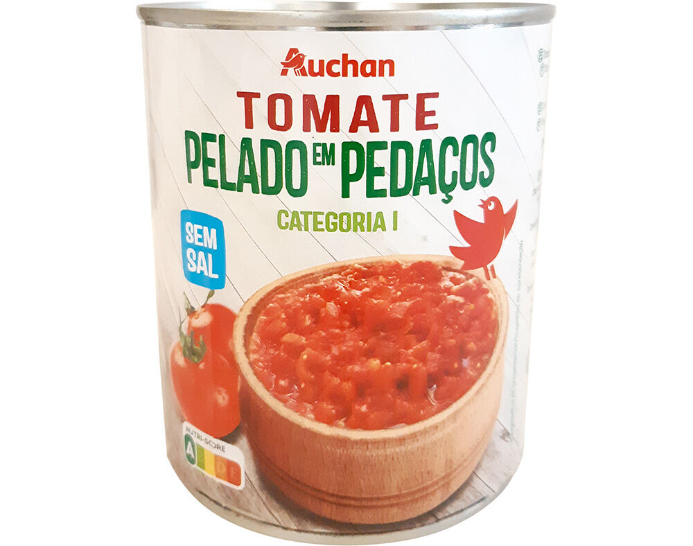 TOMATE AUCHAN PELADO EM PEDA&Ccedil;OS SEM SAL 780G