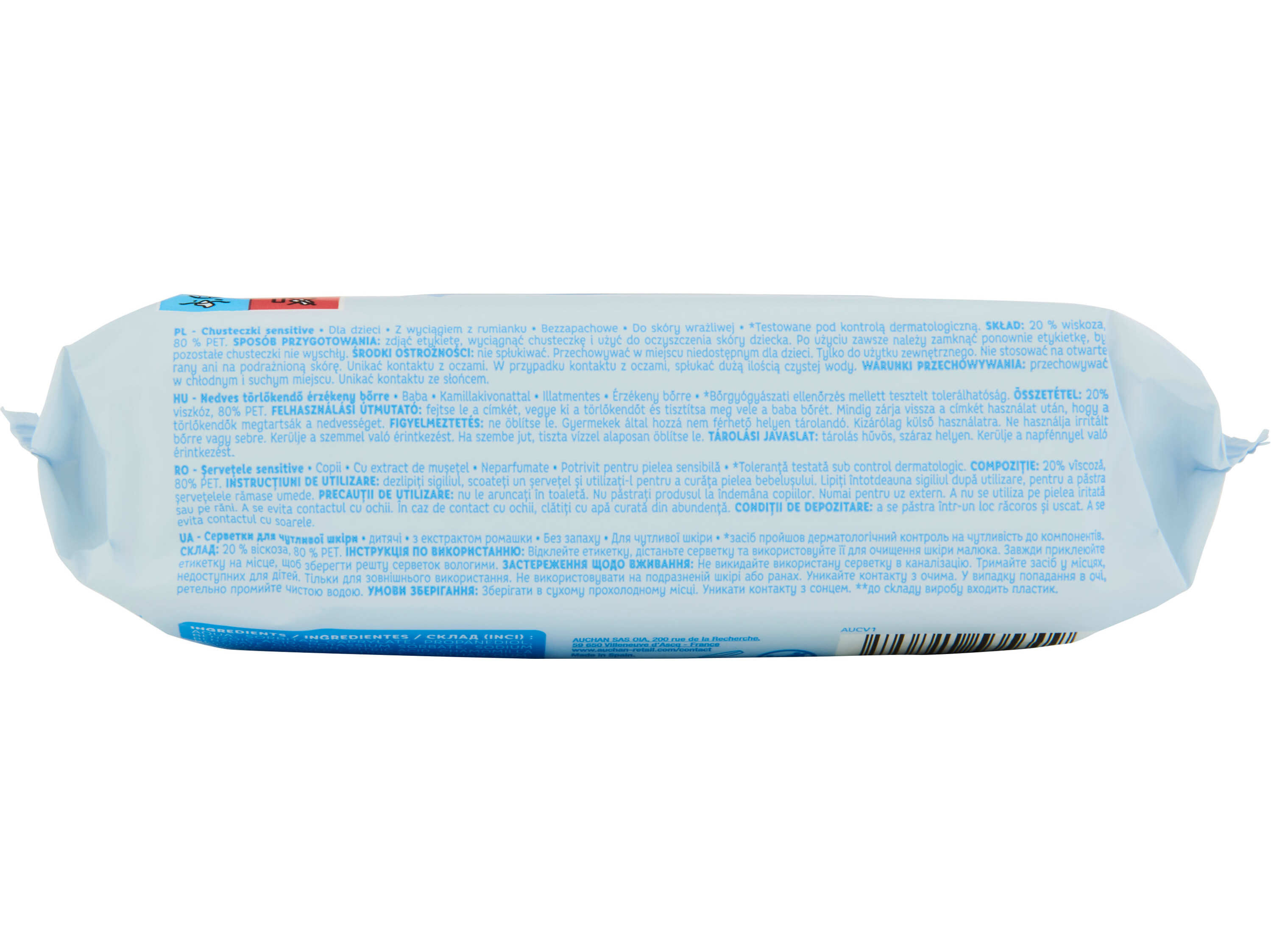 TOALHITAS AUCHAN BABY SENSITIVE C/CAMOMILA 64UN image number 2