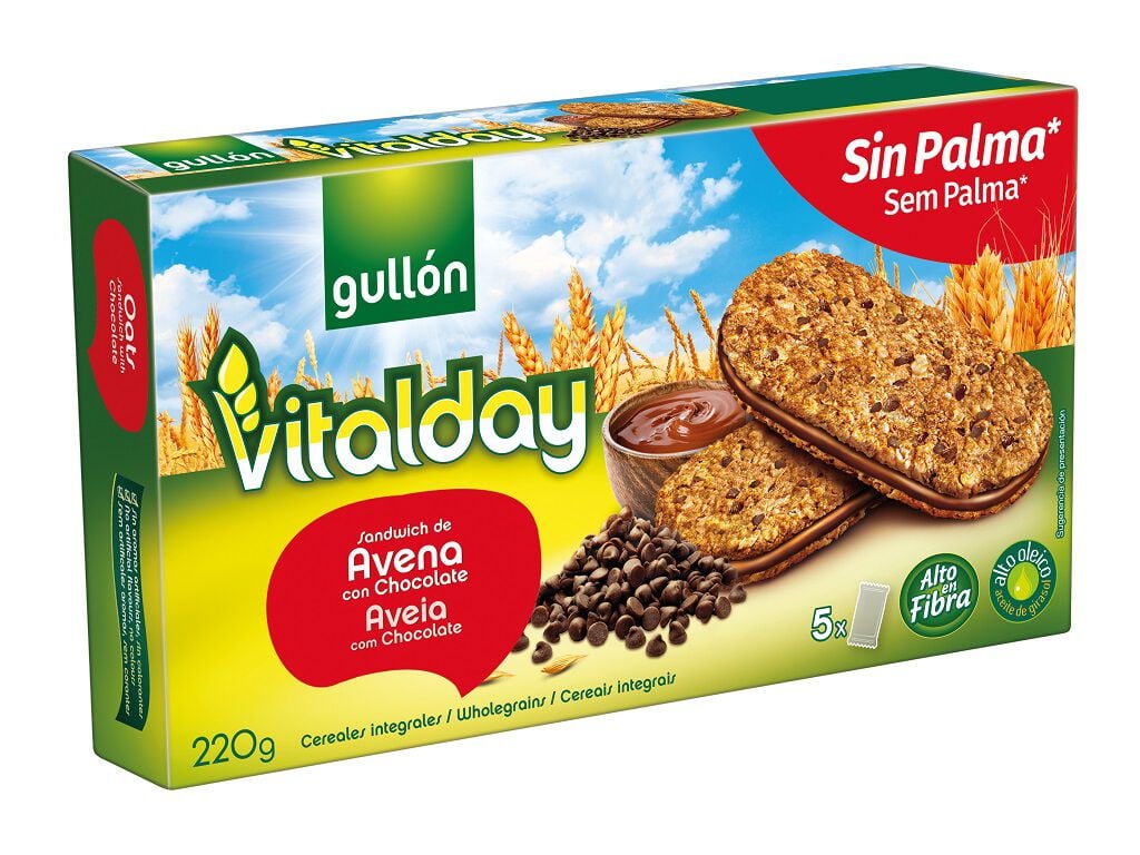 BOLACHA GULLON VITALDAY CHIPS CHOCO RECHEIO AVEL&Atilde; 220G image number 0
