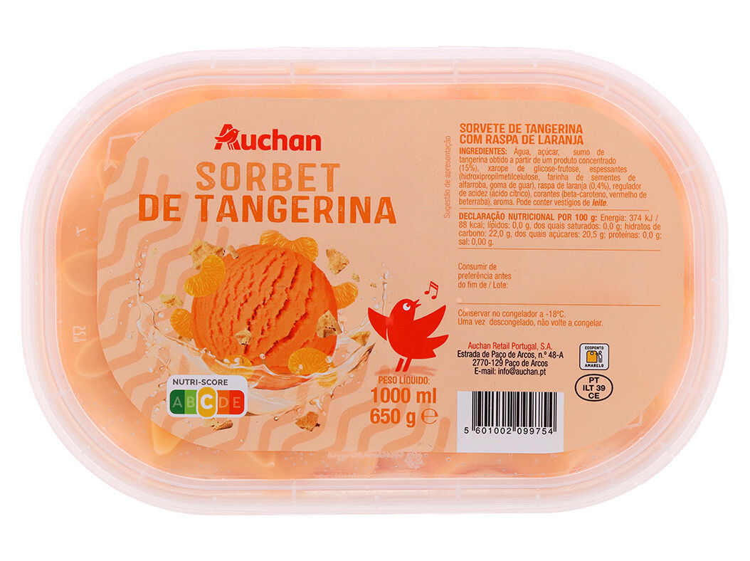 SORBET AUCHAN DE TANGERINA 1L