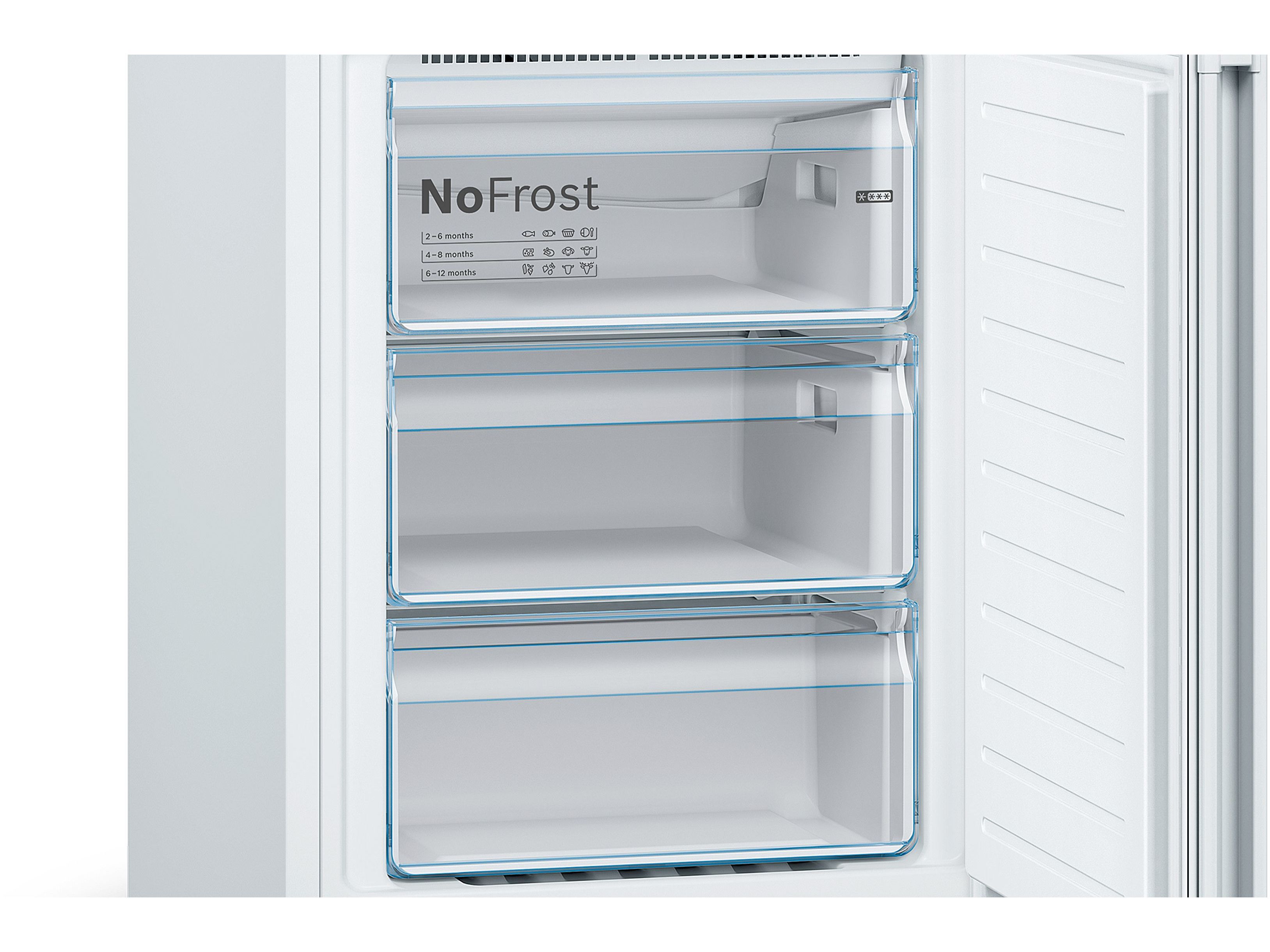 FRIGOR&Iacute;FICO COMBINADO BOSCH KGN362WED (NO FROST E 186CM 326L BRANCO) image number 4