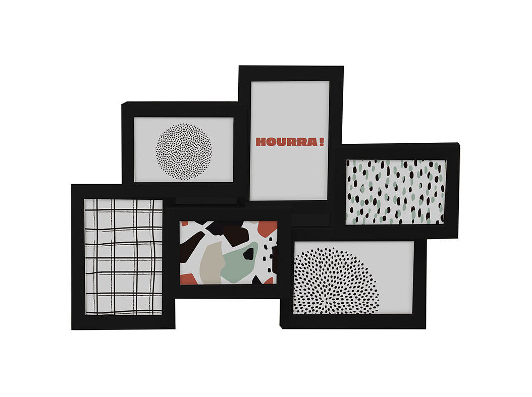 MOLDURA 6 VISTAS ACTUEL PL&Aacute;STICO PRETO 45.5X31.4CM