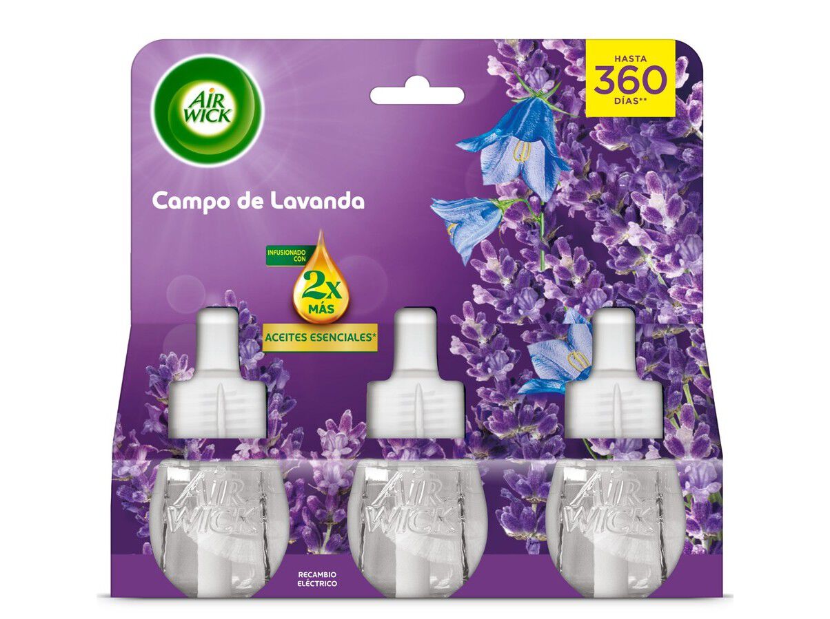 AMBIENTADOR EL&Eacute;CTRICO RECARGA AIRWICK CAMPO LAVANDA 3X19ML