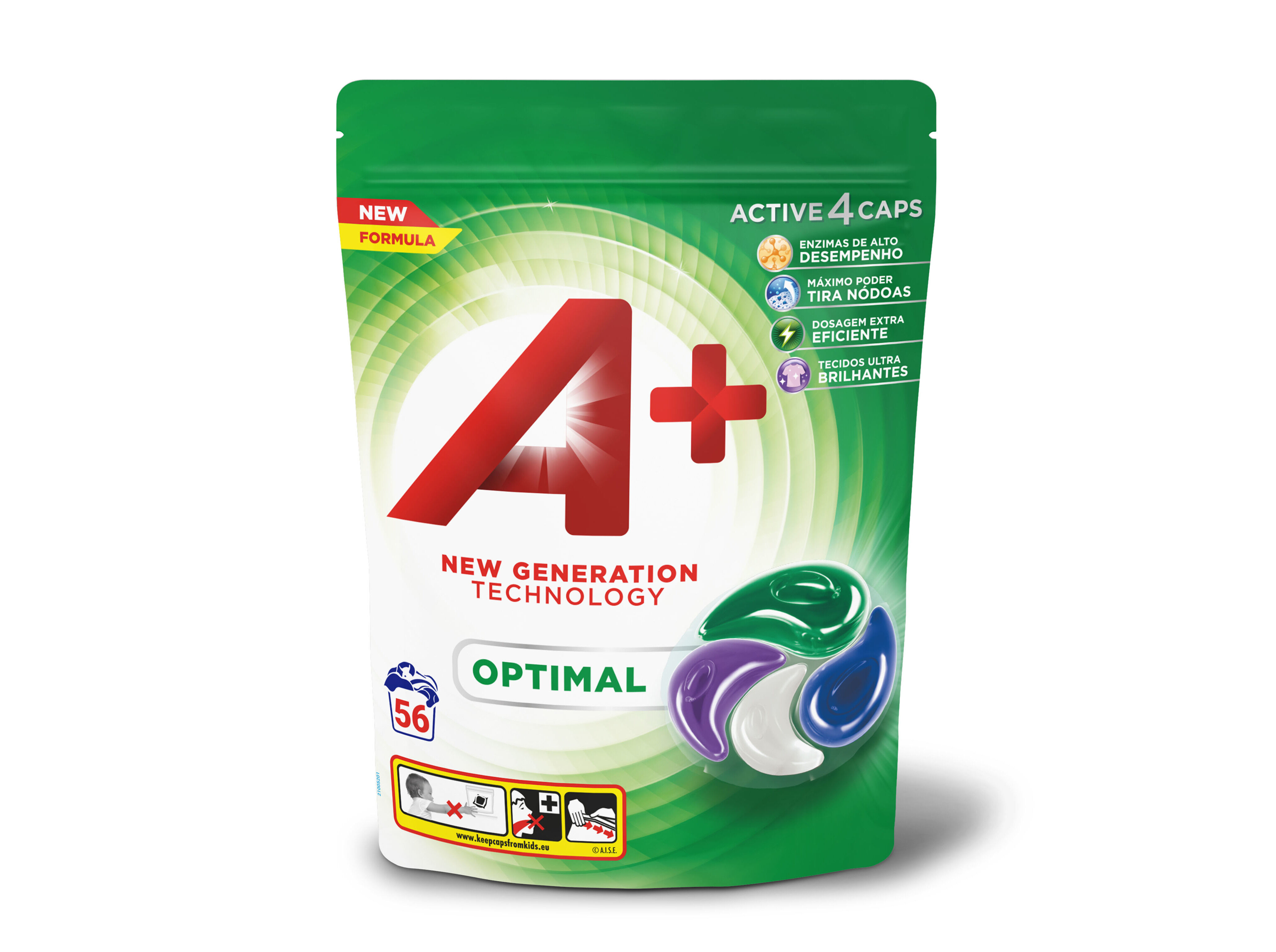 DETERGENTE ROUPA A+ M&Aacute;QUINA C&Aacute;PSULAS OPTIMAL 56D