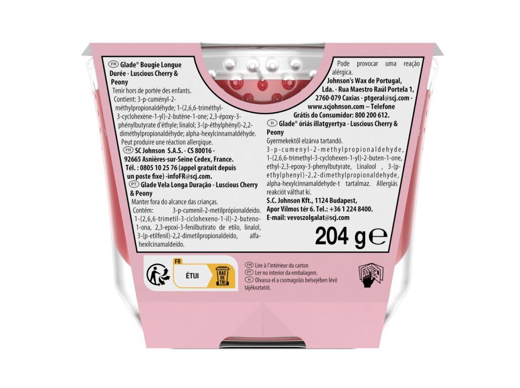 VELA LONGA DURA&Ccedil;&Atilde;O GLADE CHERRY & PEONY 204G image number 1