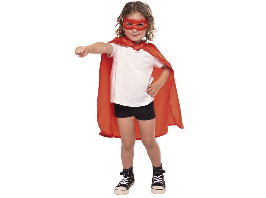 CONJUNTO SUPER HEROI RUBIES CAPA E MASCARILHA VERMELHO 110X55CM
