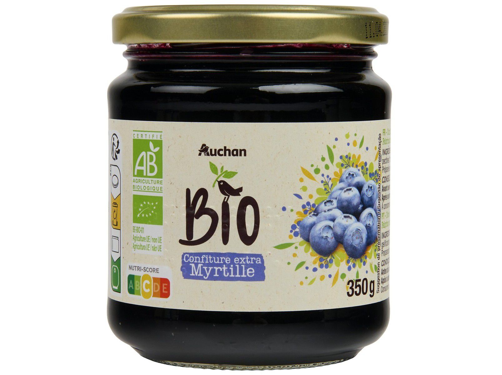 DOCE EXTRA AUCHAN BIO MIRTILO 350G