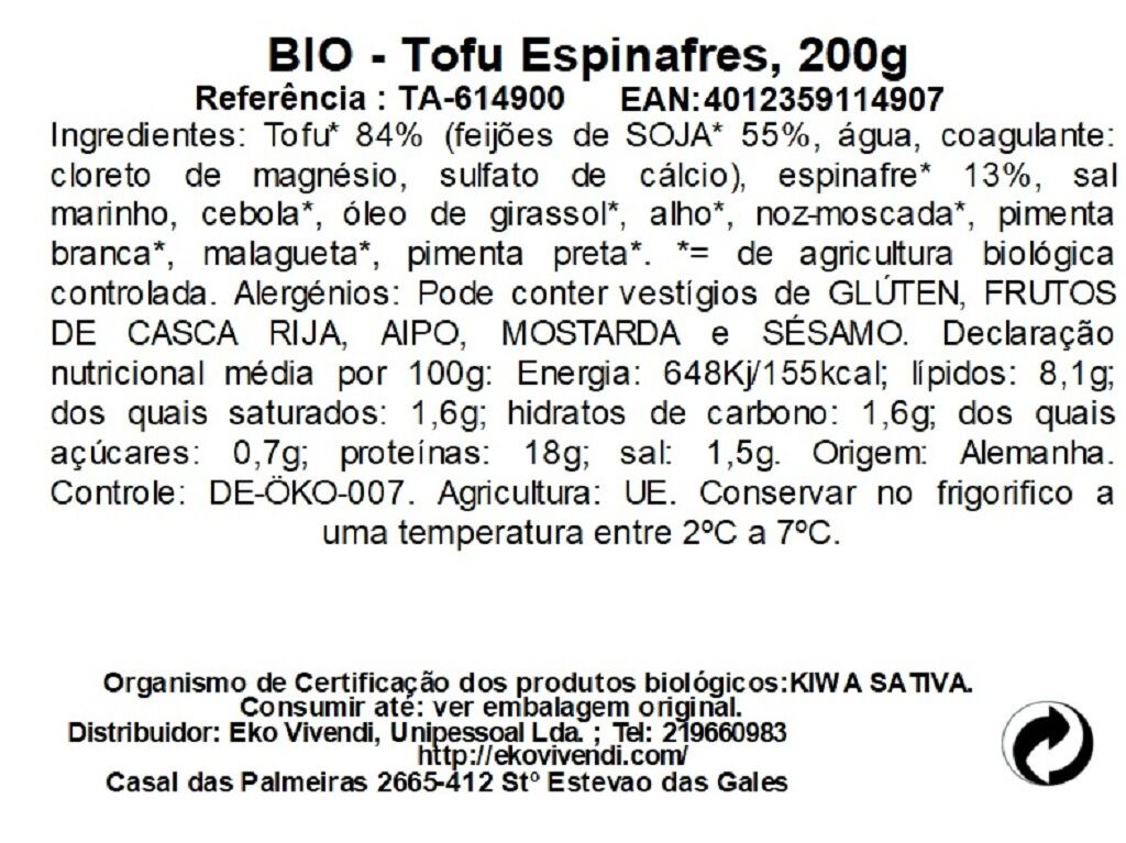 TOFU TAIFUN ESPINAFRES BIO 200 G image number 1