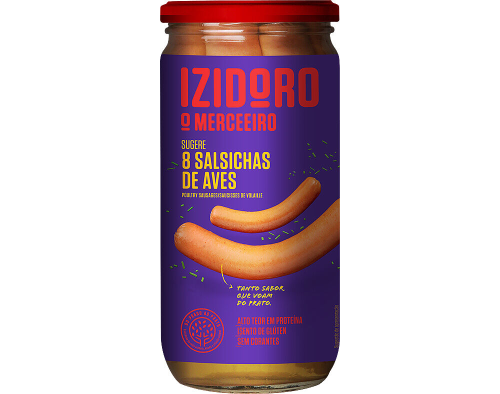 SALSICHAS AVES IZIDORO FRASCO 8UN 650(395)G