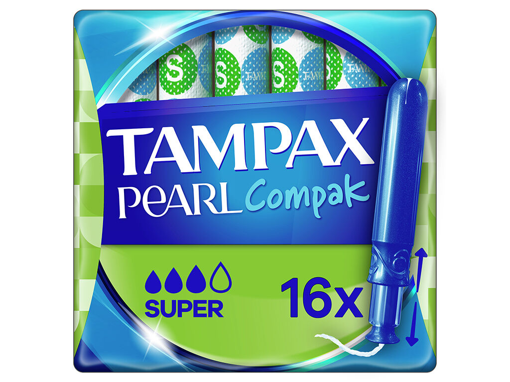 Tamp&otilde;es Pearl Compak Super com Aplicador Tampax 16 un