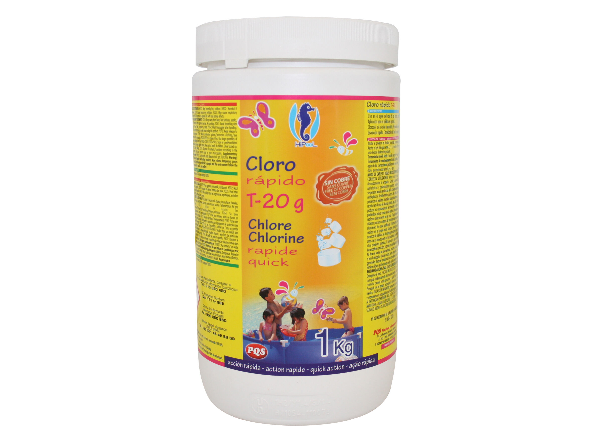 TRATAMENTO PARA PISCINAS HIPOOL CLORO R&Aacute;PIDO T20G 1KG