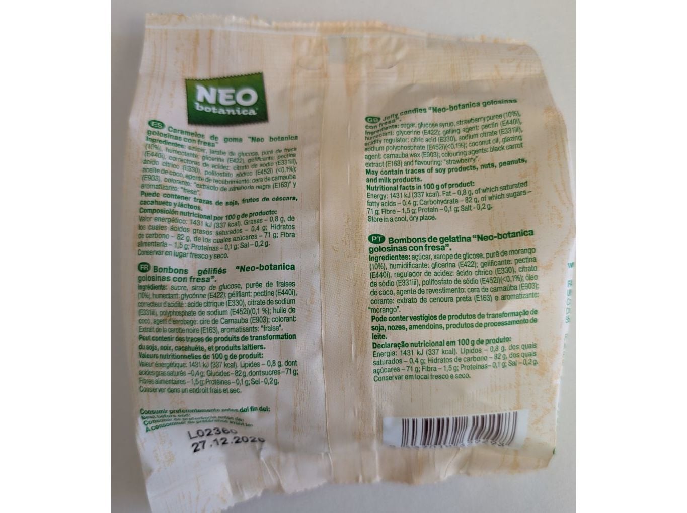 GOMAS NEO BOTANICA SABOR MORANGO 80GR image number 1