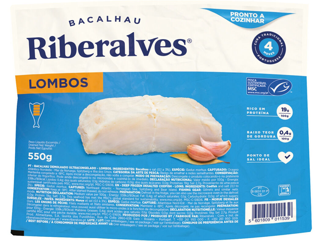 BACALHAU RIBERALVES LOMBOS 4 MESES CURA MSC 550G