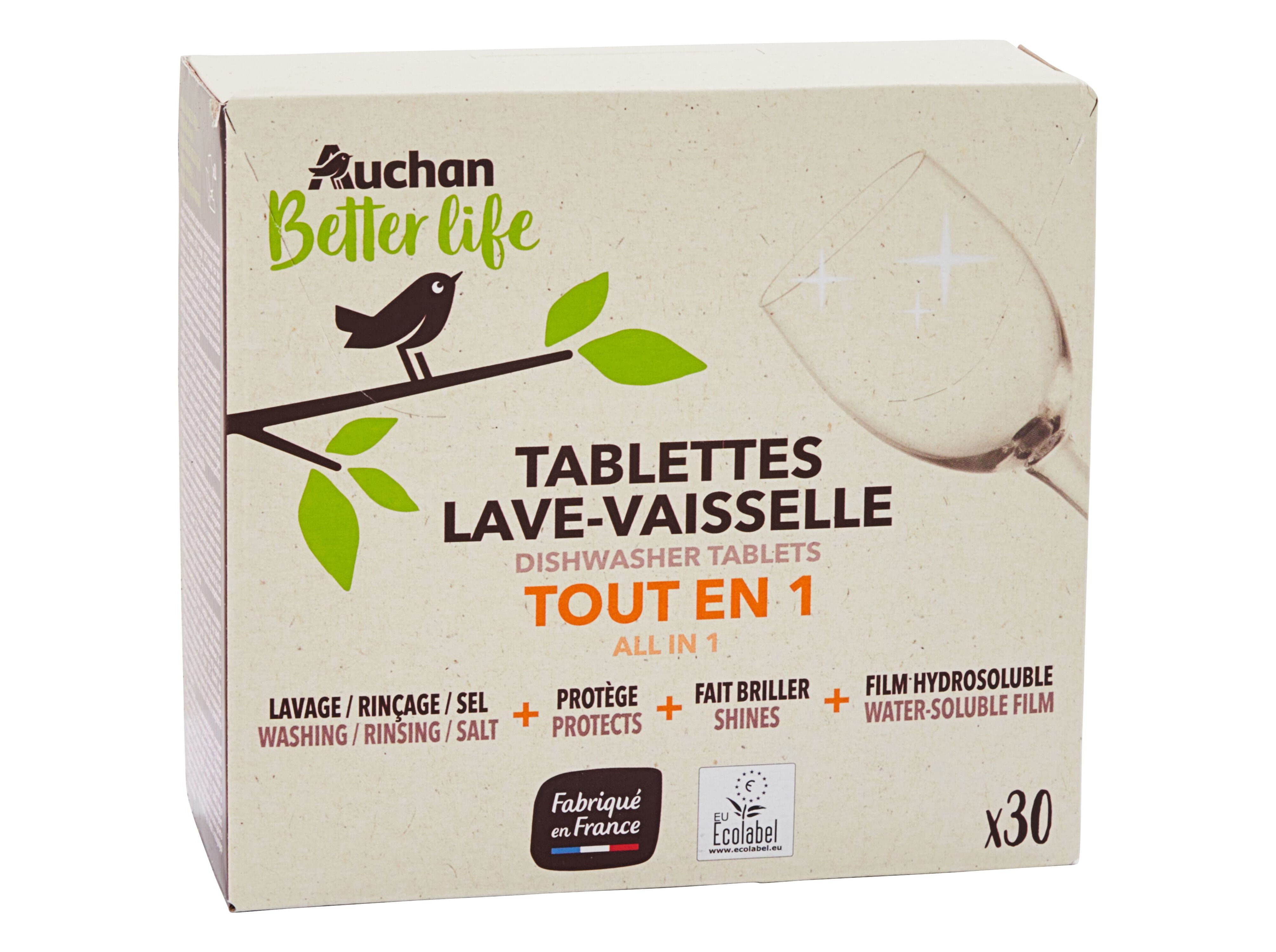 DETERGENTE M&Aacute;QUINA LOI&Ccedil;A AUCHAN BETTER LIFE PASTILHAS TUDO EM 1 30UN image number 1