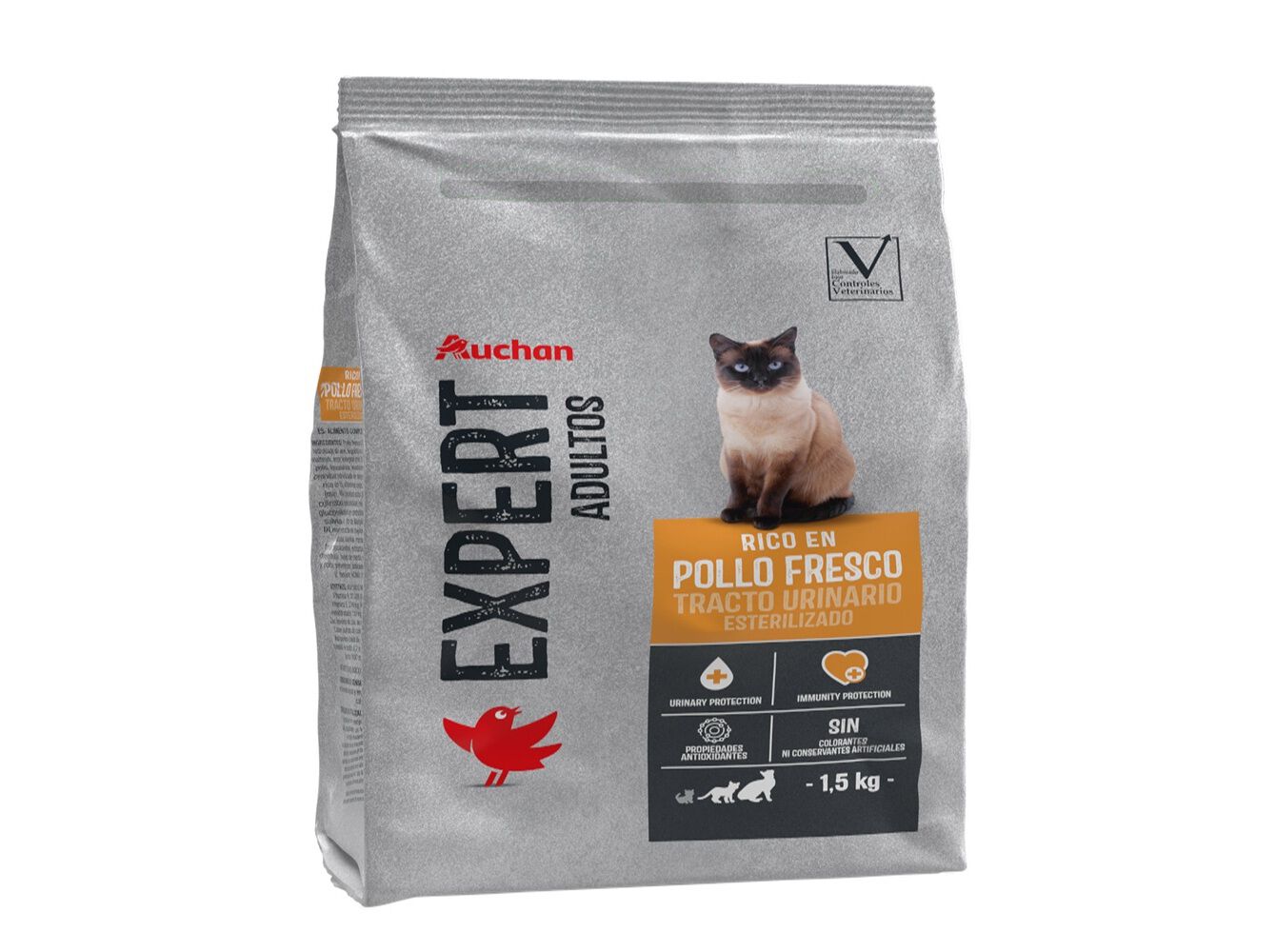RA&Ccedil;&Atilde;O GATO AUCHAN EXPERT ESTERILIZADO TRATO URIN&Aacute;RIO 1.5KG