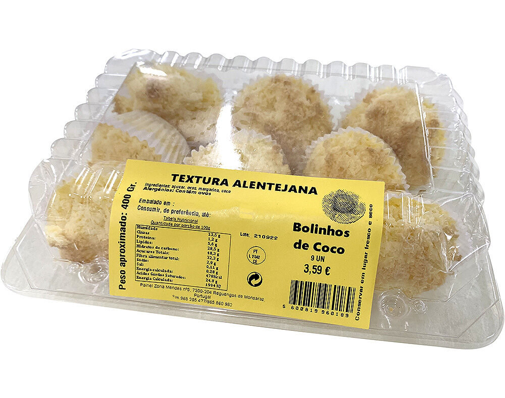 BOLINHOS TEXTURA ALENTEJANA DE C&Ocirc;CO 400G PRODUTO LOCAL