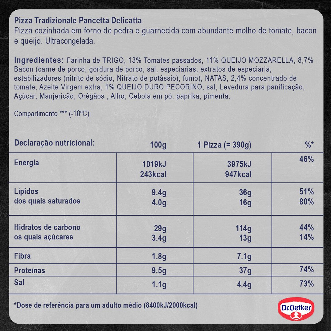 PIZZA DR.OETKER TRADIZIONALE PANCETTA 390G image number 1