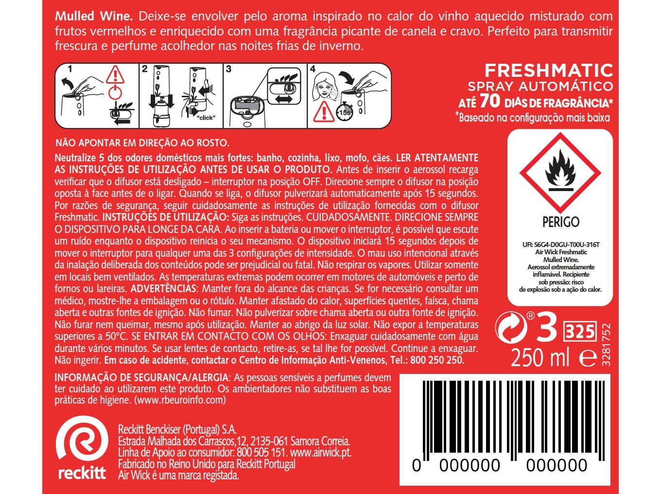 AMBIENTADOR RECARGA AIRWICK FM MULLED WINE 3X250ML image number 1