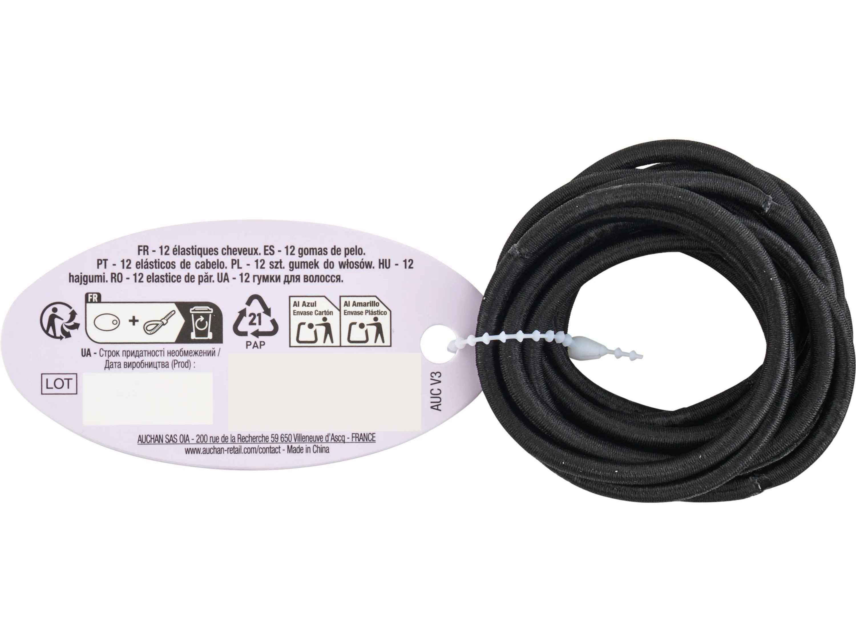 EL&Aacute;STICO COSMIA CABELO M&Eacute;DIO PRETO 12UN image number 1