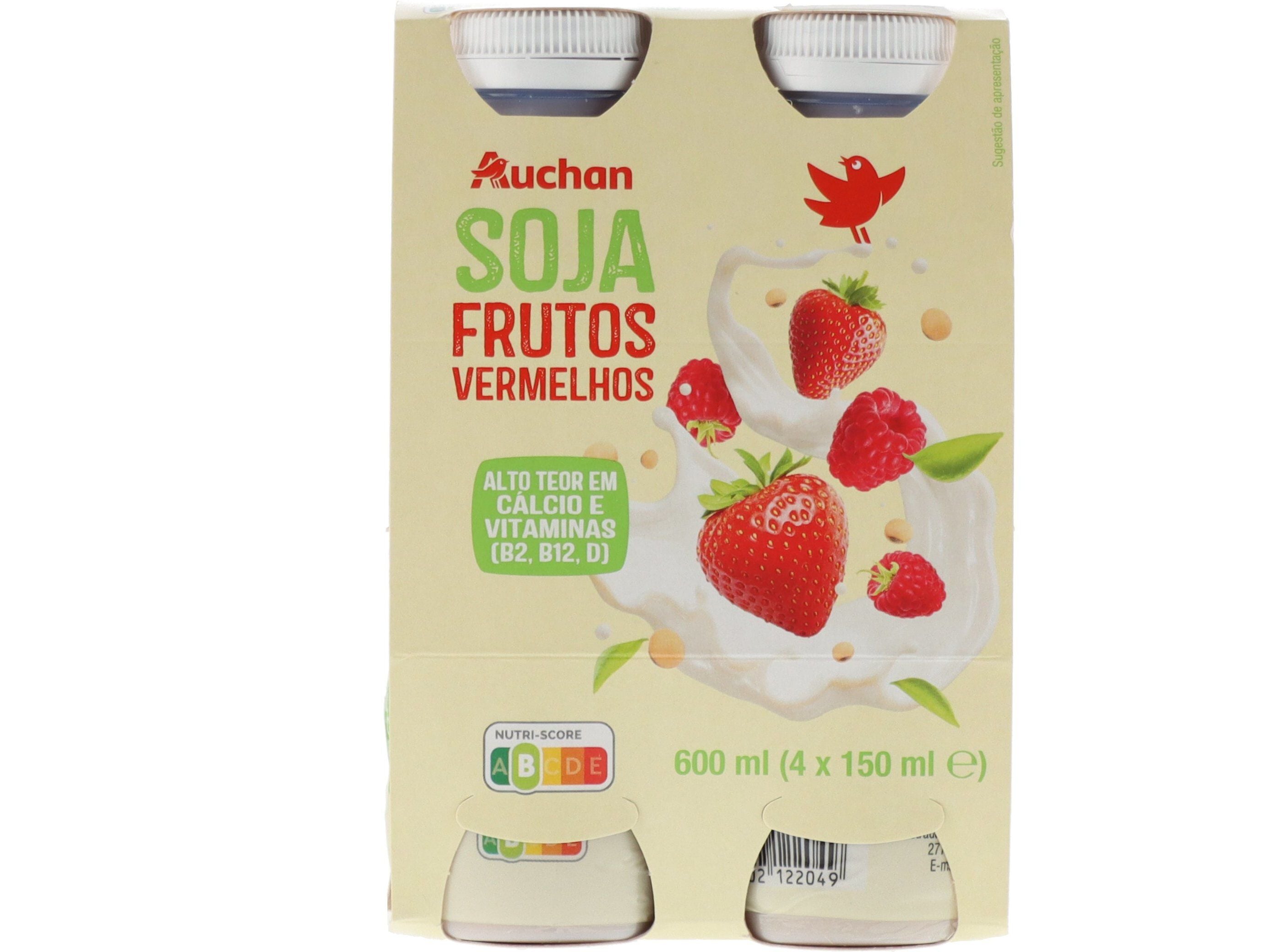 SOJAGURTE L&Iacute;QUIDO AUCHAN FRUTOS VERMELHOS 4X150 ML