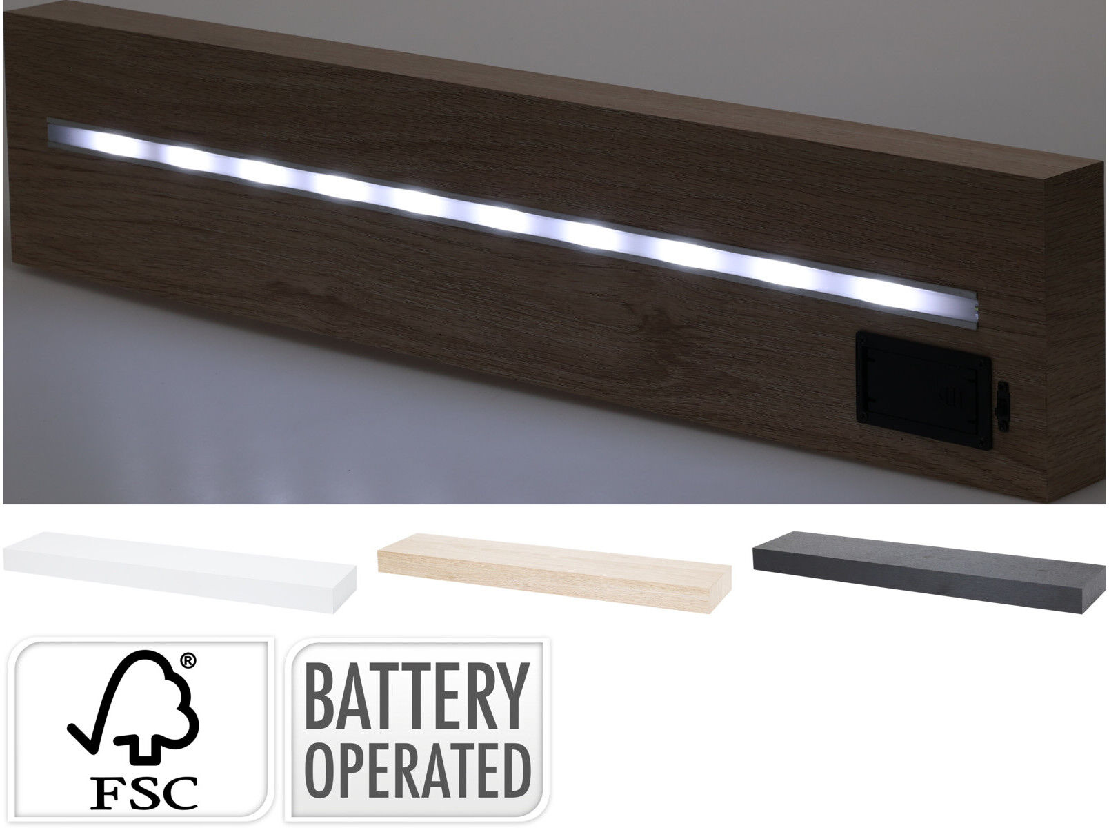 PRATELEIRA COM LUZES LED 60X4X12.5CM CORES SORTIDAS image number 1