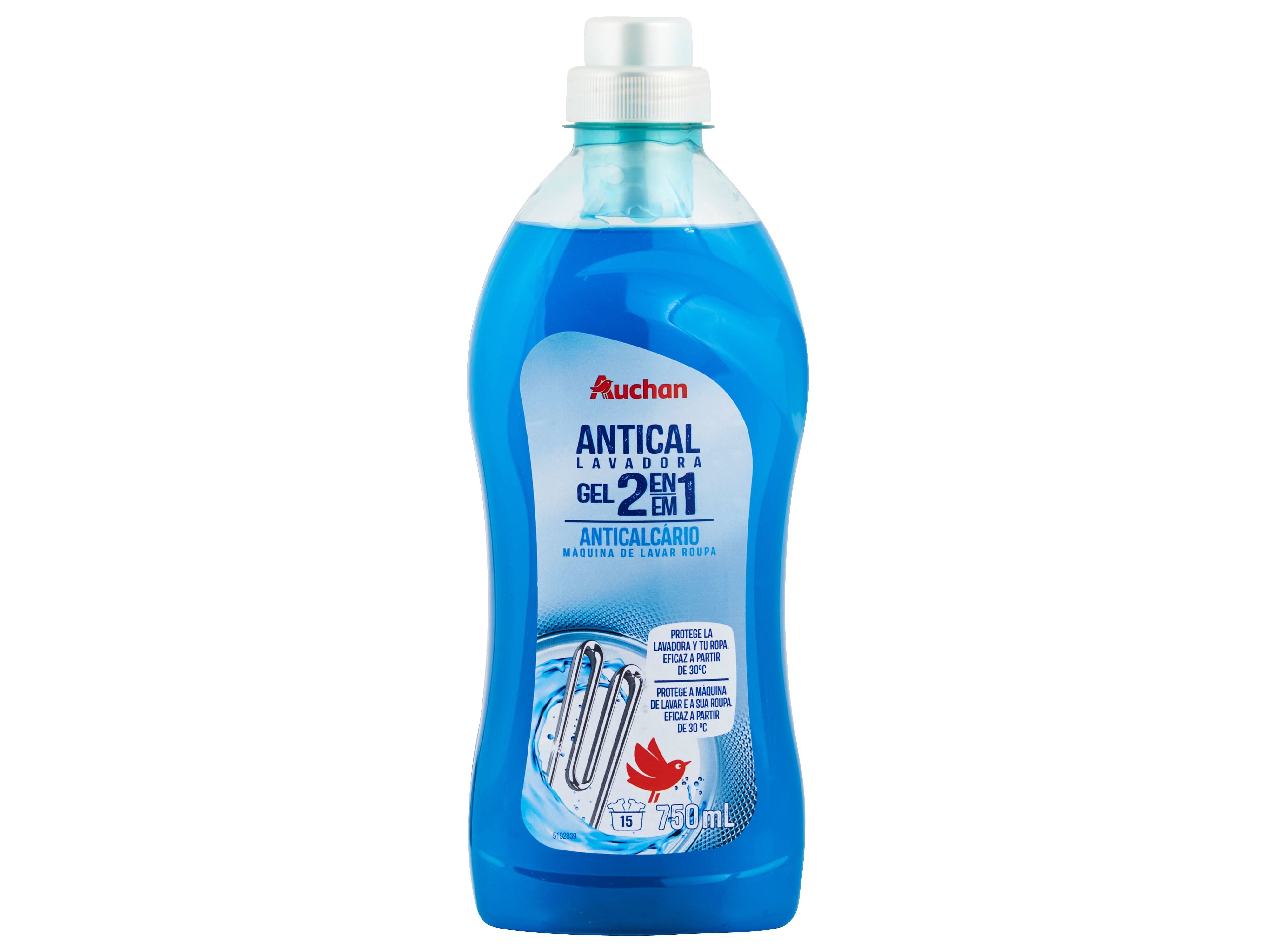 GEL ANTICALC&Aacute;RIO AUCHAN PARA M&Aacute;QUINA DE LAVAR ROUPA 750ML image number 0