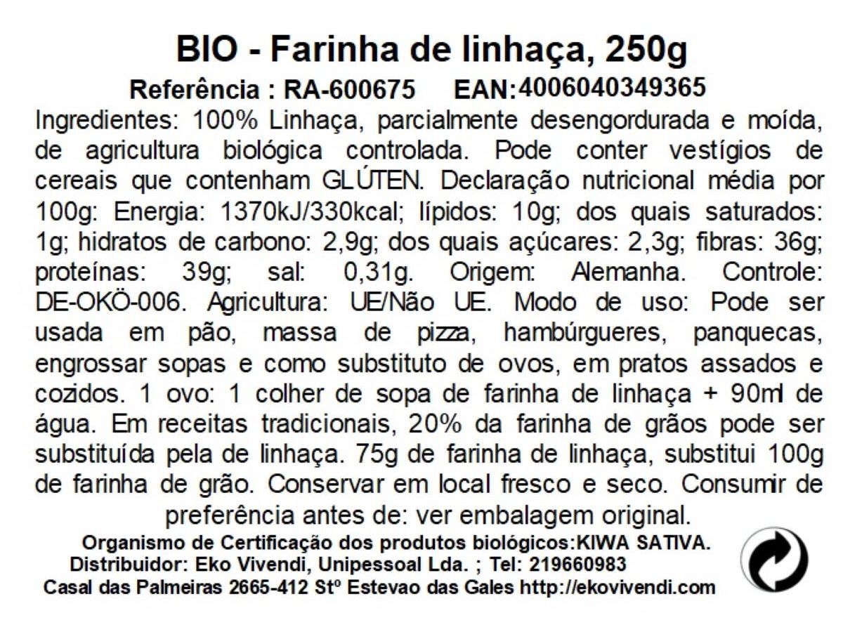 FARINHA BIO RAPUNZEL LINHA&Ccedil;A 250G image number 1