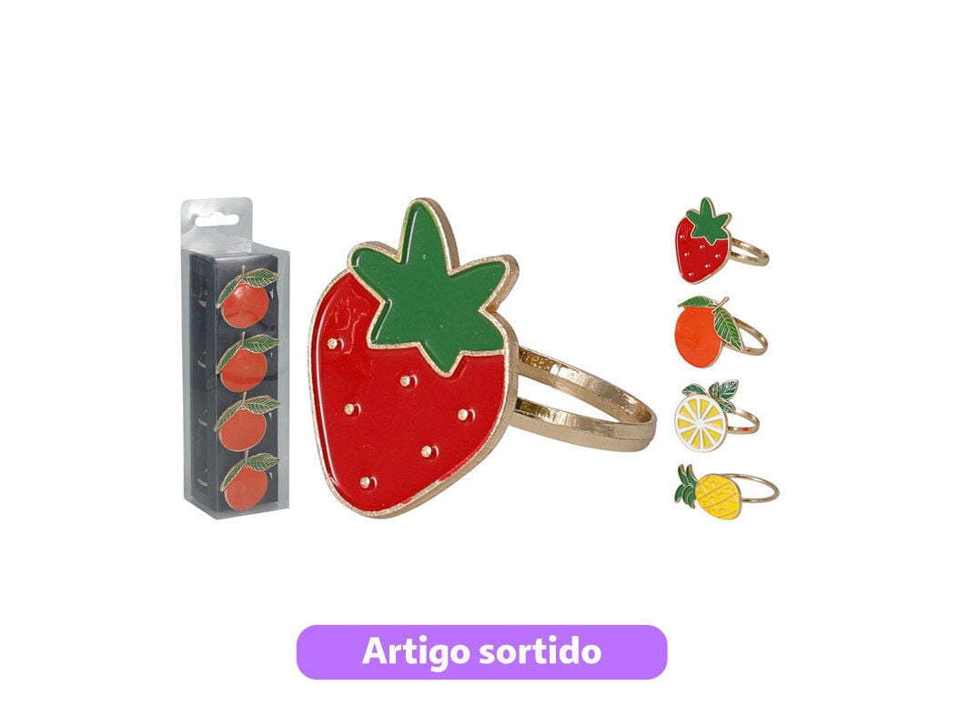 CONJUNTO DE 4 ARGOLAS PARA GUARDANAPO 5.2X5.2X19.7CM MODELOS SORTIDOS image number 0