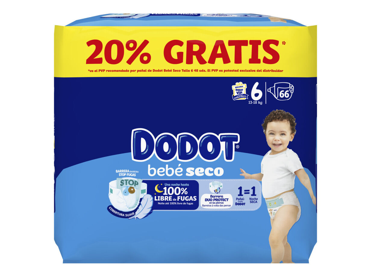FRALDAS DODOT BEB&Eacute; SECO JUMBO T6 13-18KG 66UN