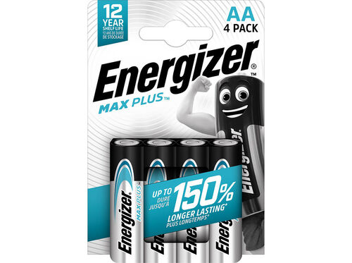 PILHA MAX PLUS ENERGIZER LR06 AA PACK 4 UNIDADES image number 0