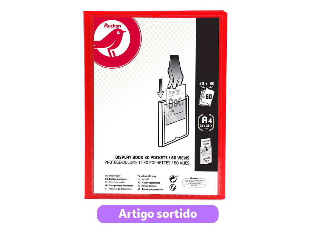 PORTF&Oacute;LIO AUCHAN A4 30+30 BOLSAS CORES SORTIDAS image number 3