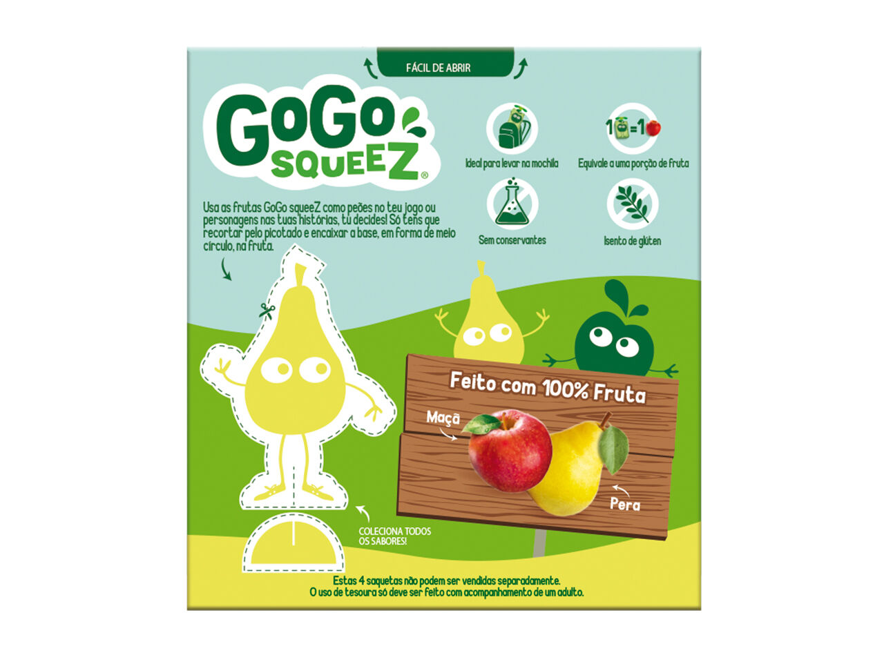 SAQUETAS FRUTA GO GO SQUEEZ MA&Ccedil;&Atilde; E P&Ecirc;RA 4X90G image number 1