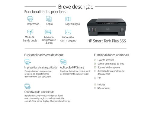 IMPRESSORA HP SMART TANK PLUS 555