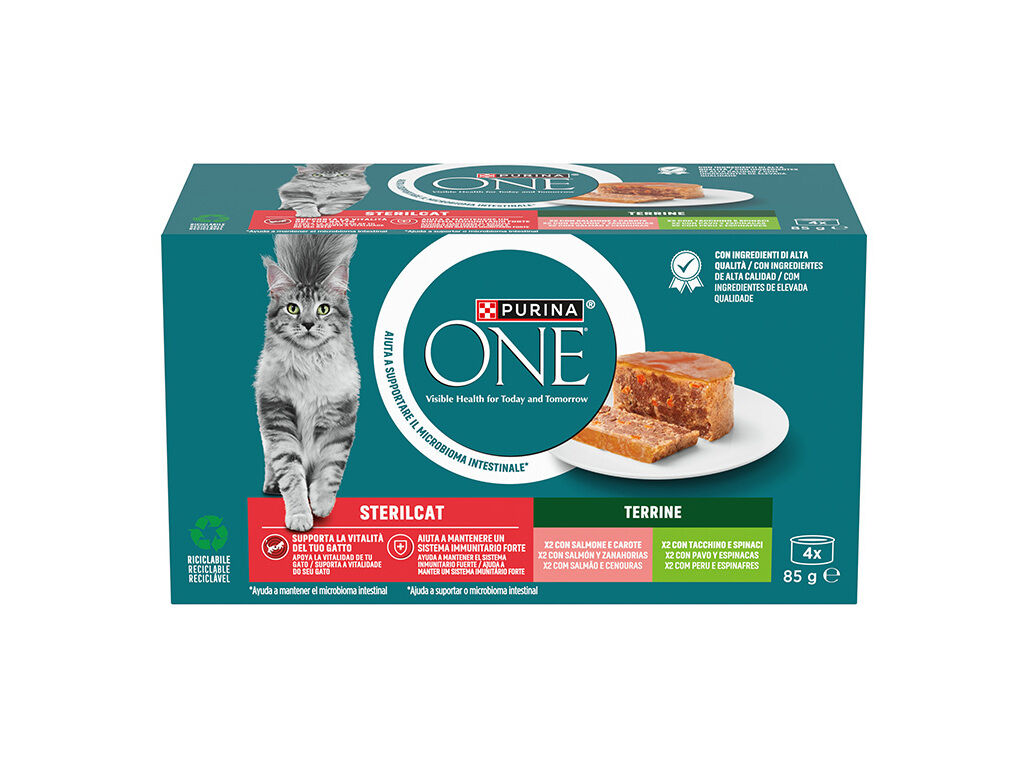 COMIDA H&Uacute;MIDA PARA GATO PURINA ONE ESTERILIZADO SALM&Atilde;O / PERU 4X85G image number 1