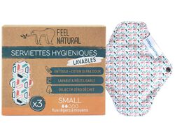 Pensos Higiénicos Laváveis Tamanho Small Feel Natural 3 Unidades 3 un