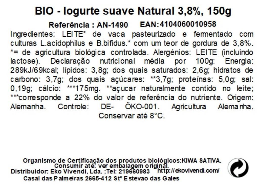 IOGURTE AROMA BIO ANDECHSER NATURAL 38% 150G image number 1