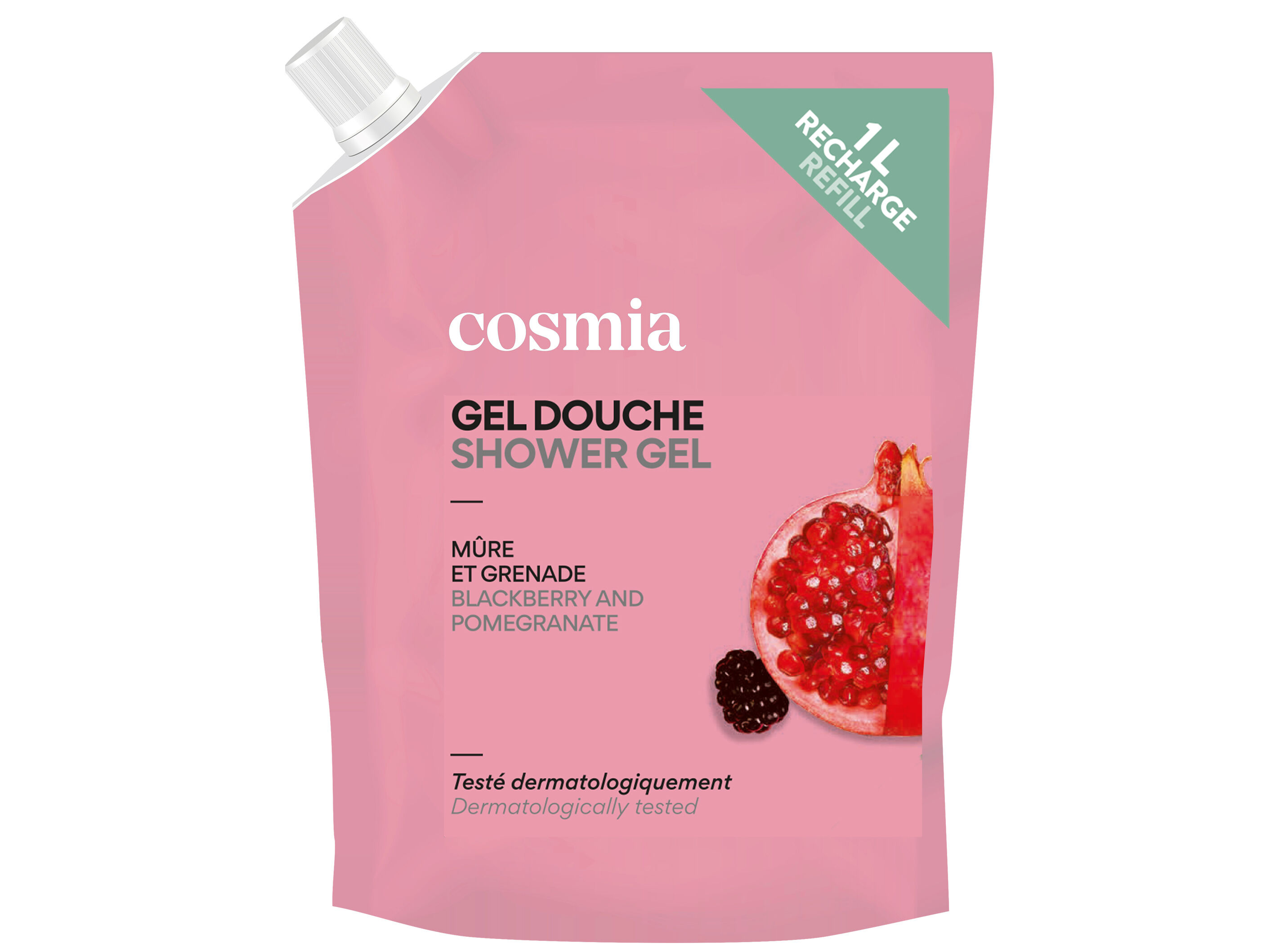 GEL DE BANHO COSMIA RECARGA AMORA E ROM&Atilde; 1L image number 0