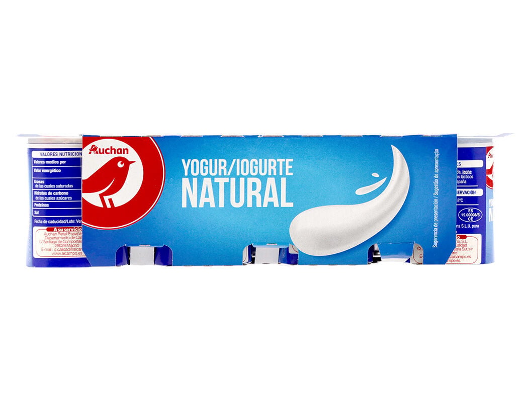 IOGURTE AUCHAN NATURAL A&Ccedil;UCARADO 8X125G image number 1