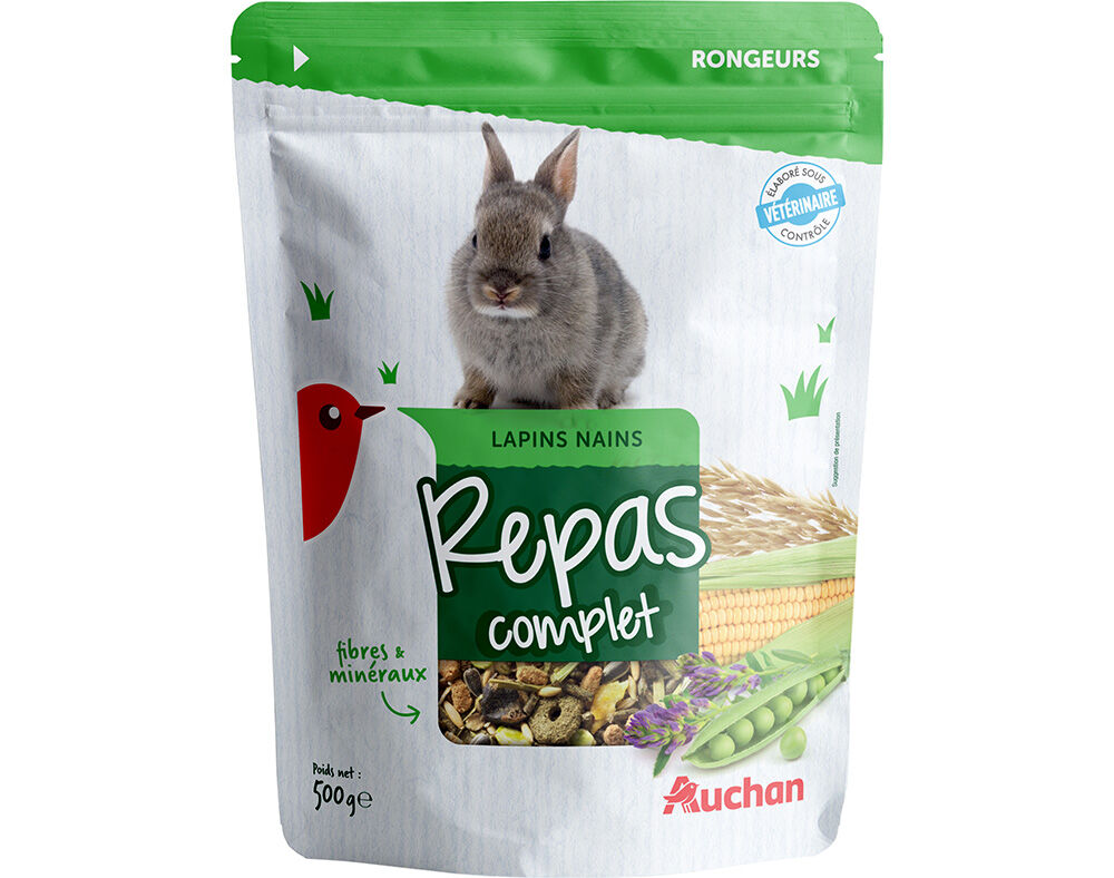 COMIDA PARA COELHO AN&Atilde;O AUCHAN MENU COMPLETO 500G