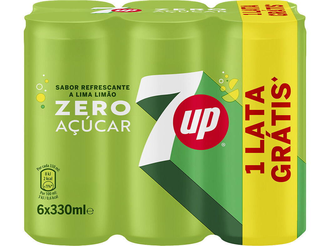 REFRIGERANTE C/ G&Aacute;S 7UP ZERO LATA 6X0.33L (SDR) image number 1