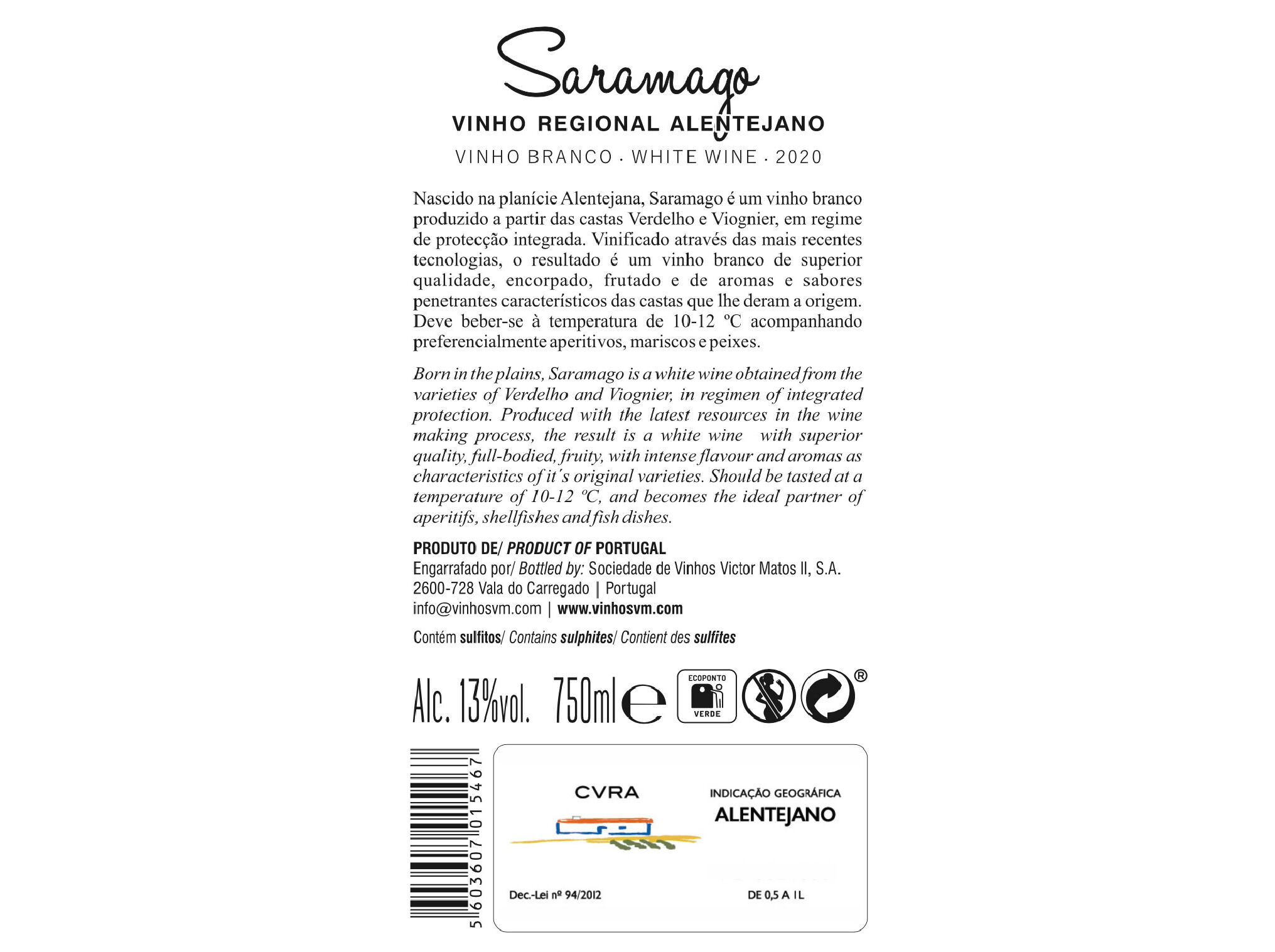 VINHO TINTO SARAMAGO ALENTEJO 0.75L image number 1