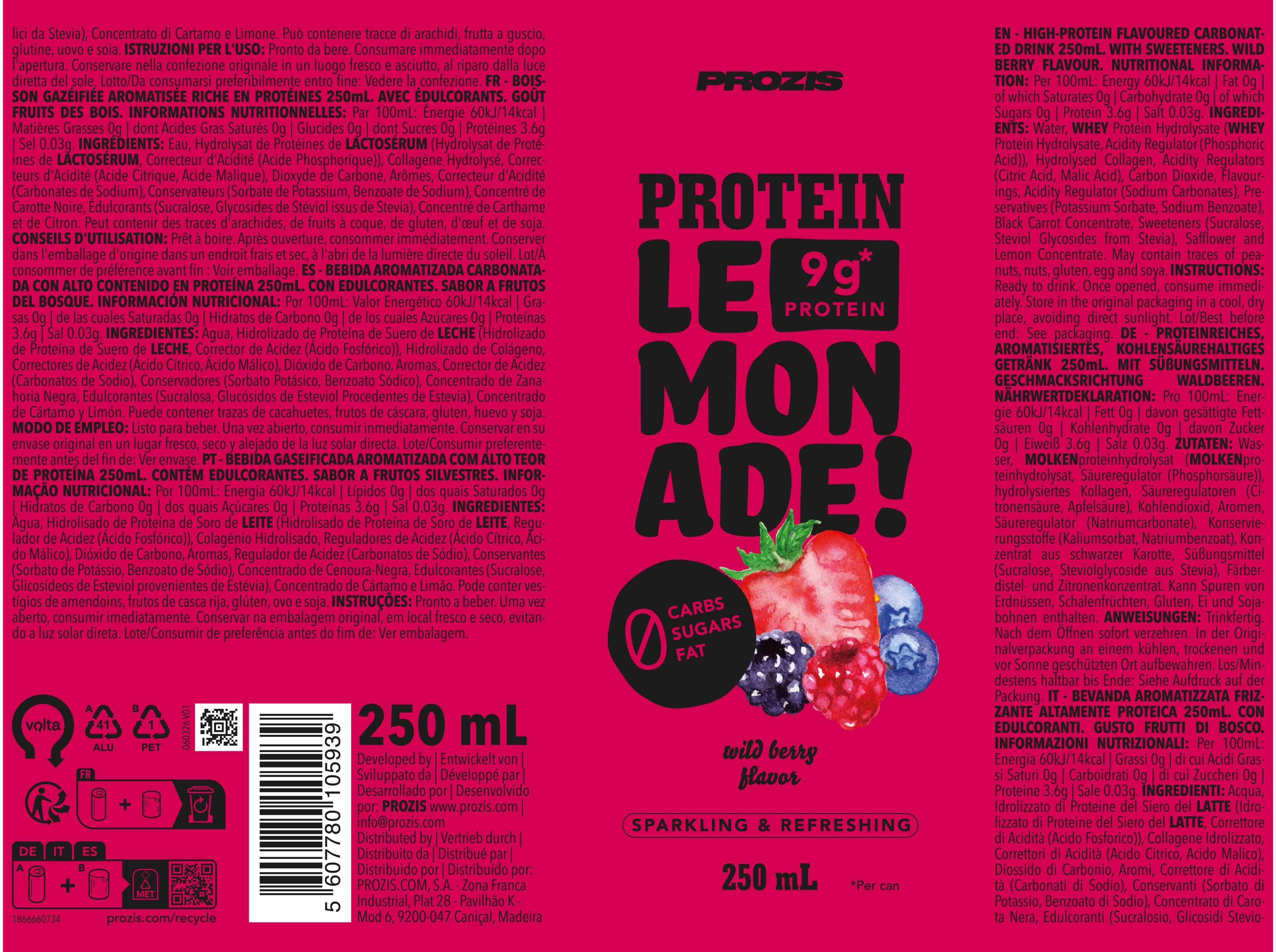 BEBIDAS COM PROTEINAS PROZIS FRUTOS SILVESTRES 250ML image number 1