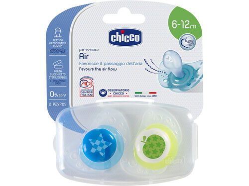 CHUPETA PHYSIO AIR CHICCO SILICONE AZUL 6-16MESES 2UN image number 0