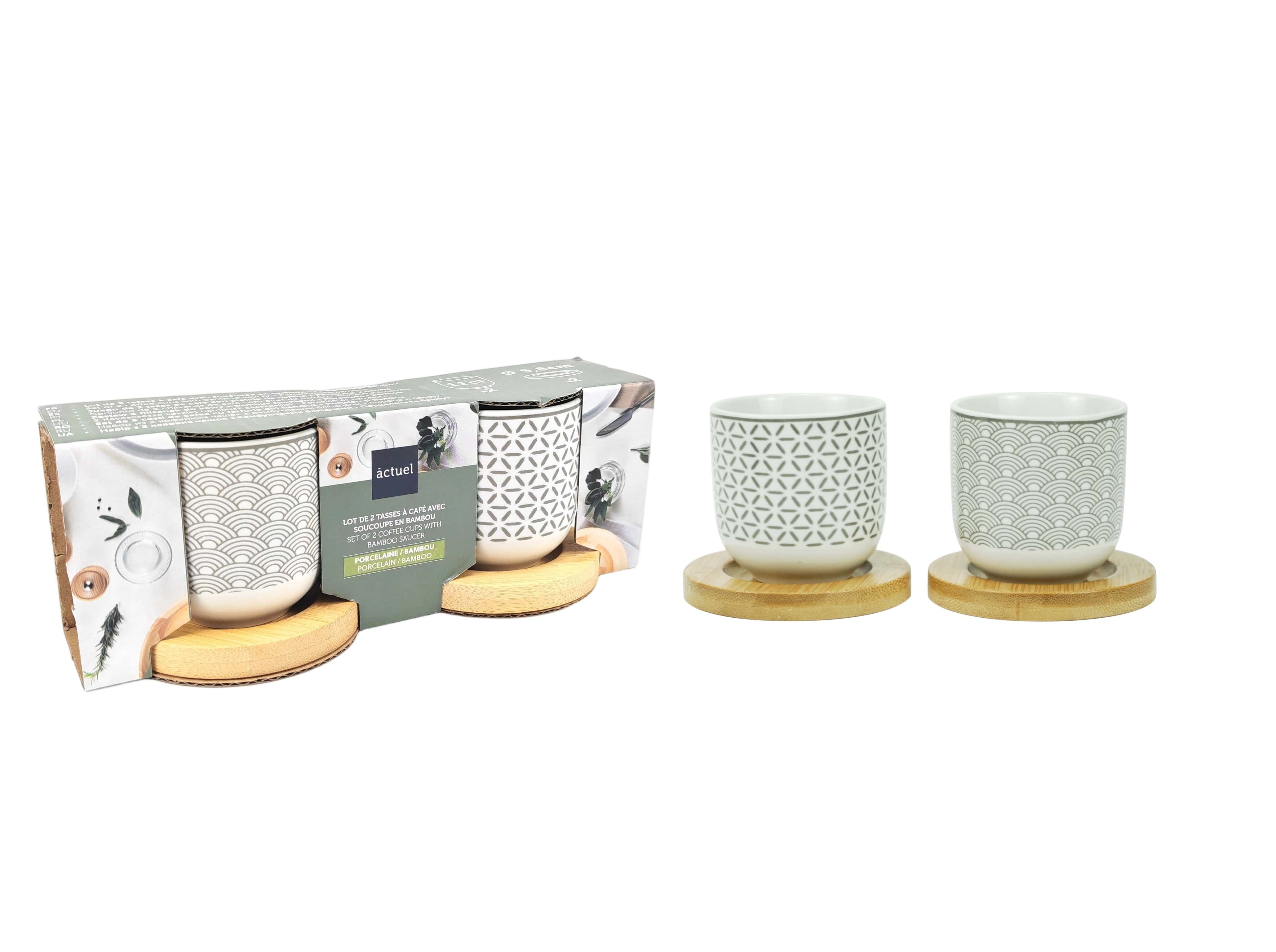 CONJUNTO DE 2 CANECAS GRAPHIC ACTUEL PORCELANA E MADEIRA 11CL image number 0